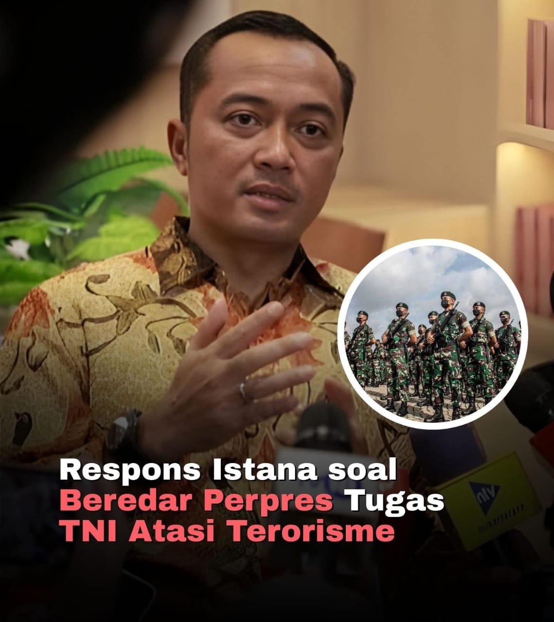 Menteri Sekretaris Negara Prasetyo Hadi Merespons Beredarnya Draf Peraturan Presiden Tentang Tugas TNI Dalam Mengatasi Terorisme. Pras Menegaskan Aturan Tersebut Belum Final.