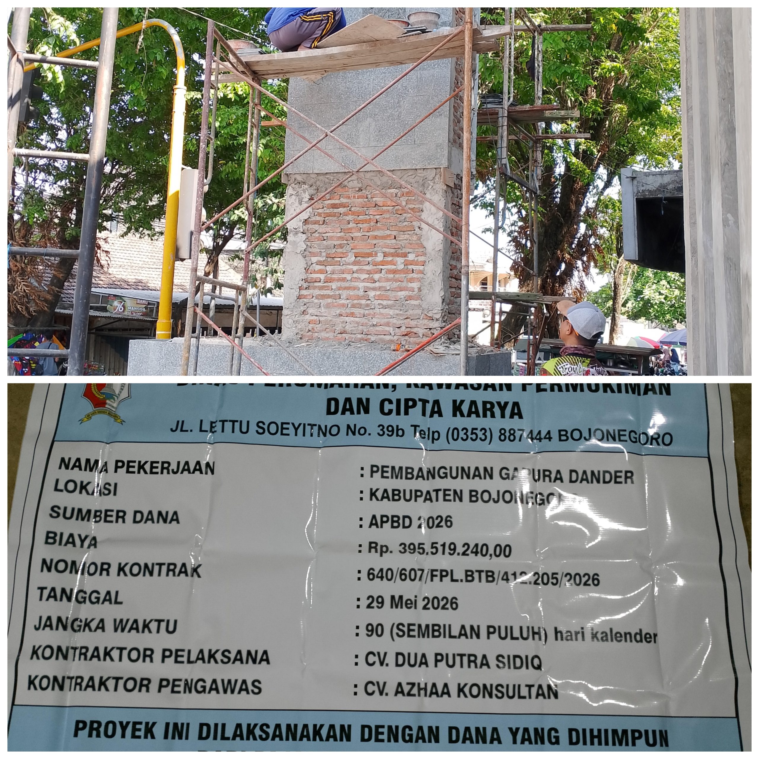 Proyek Pembangunan Gapura Dander Bojonegoro Molor, Pekerja Keluhkan Pembayaran Gaji Nunggak dan Fasilitas Minim.